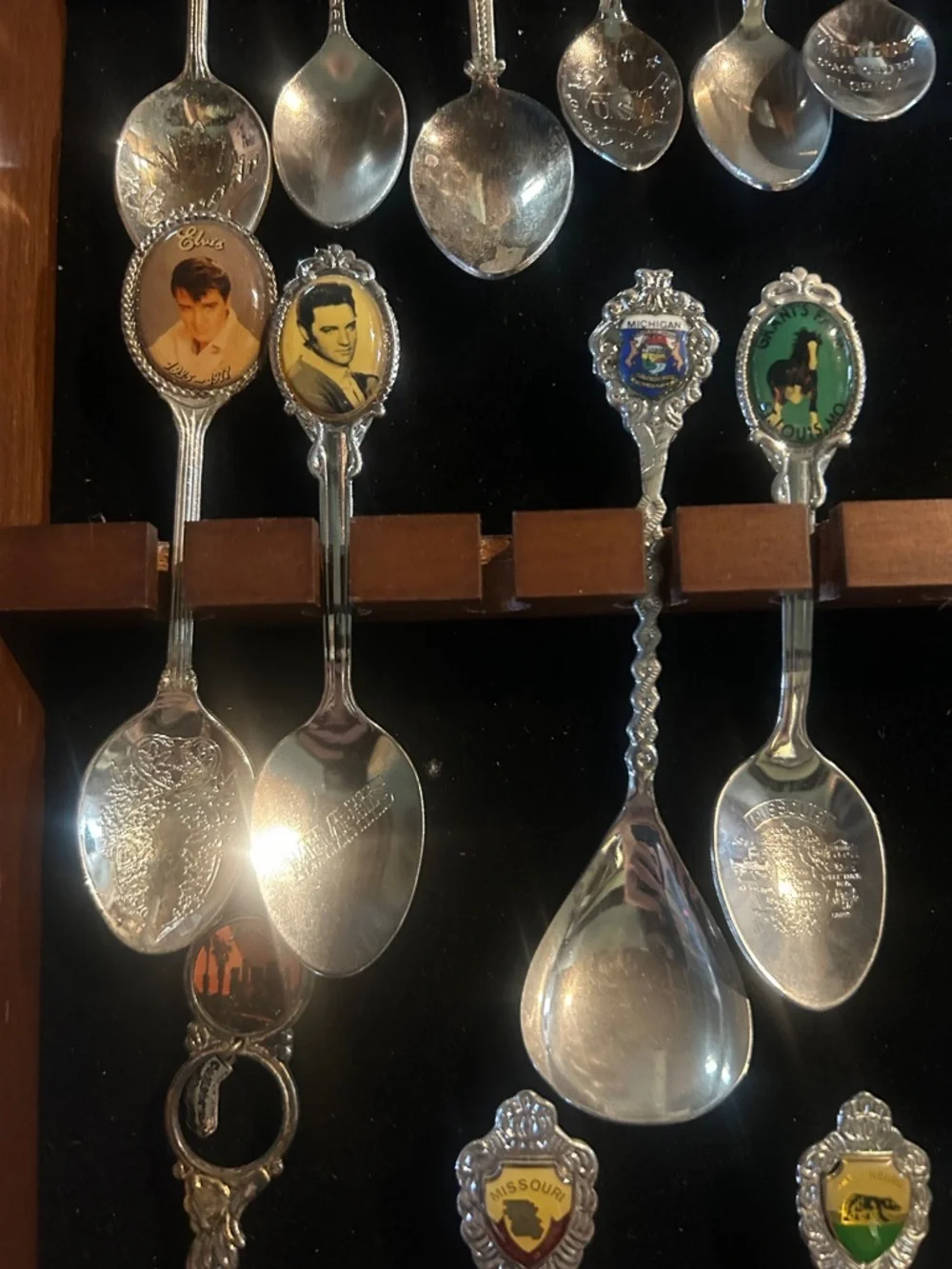 Collector’s Display Case of Decorative 26 Souvenir Spoons